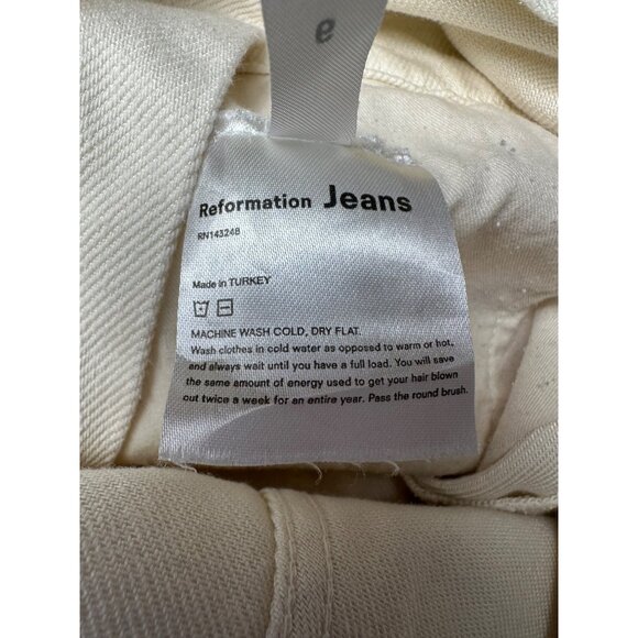 Reformation Smith Denim Overall Ivory Size 6 Boho Festival Hippie Casual Cowgirl - Picture 8 of 11